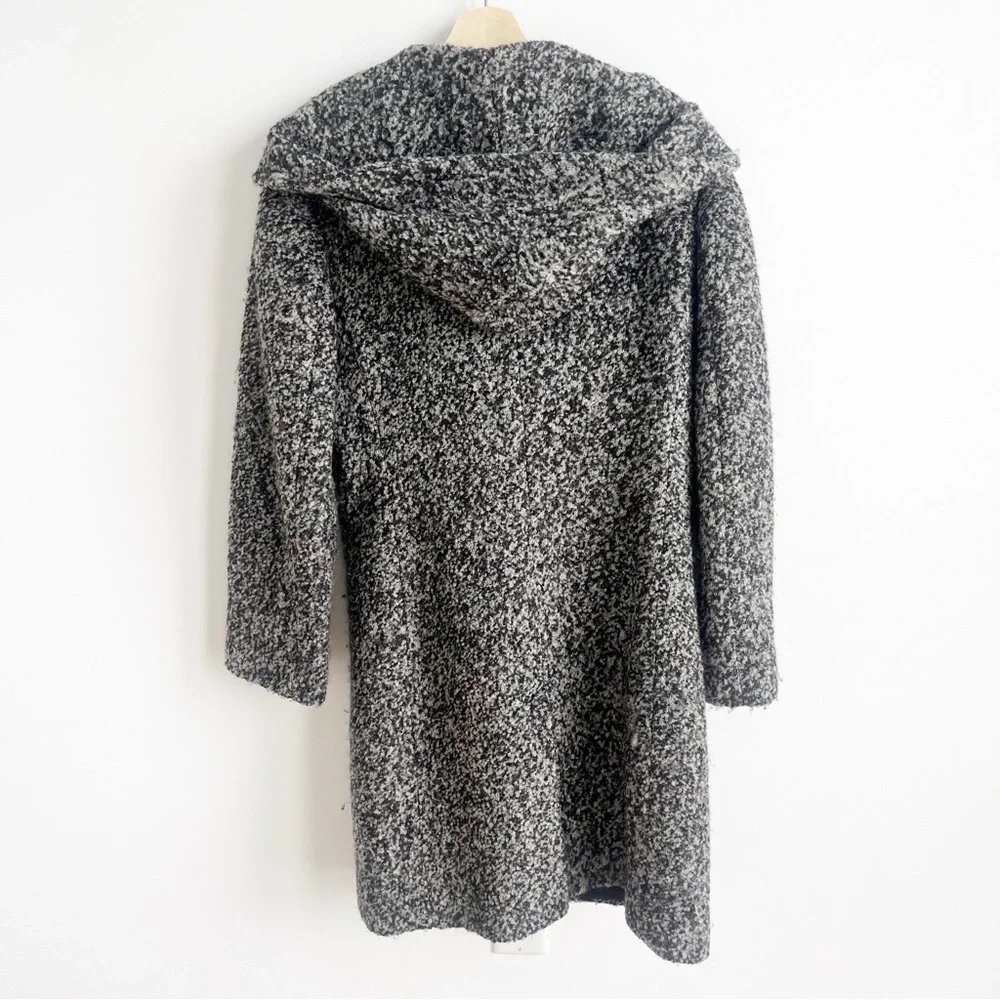 Calvin Klein Wool Blend Boucle Hooded Coat, Gray, 8